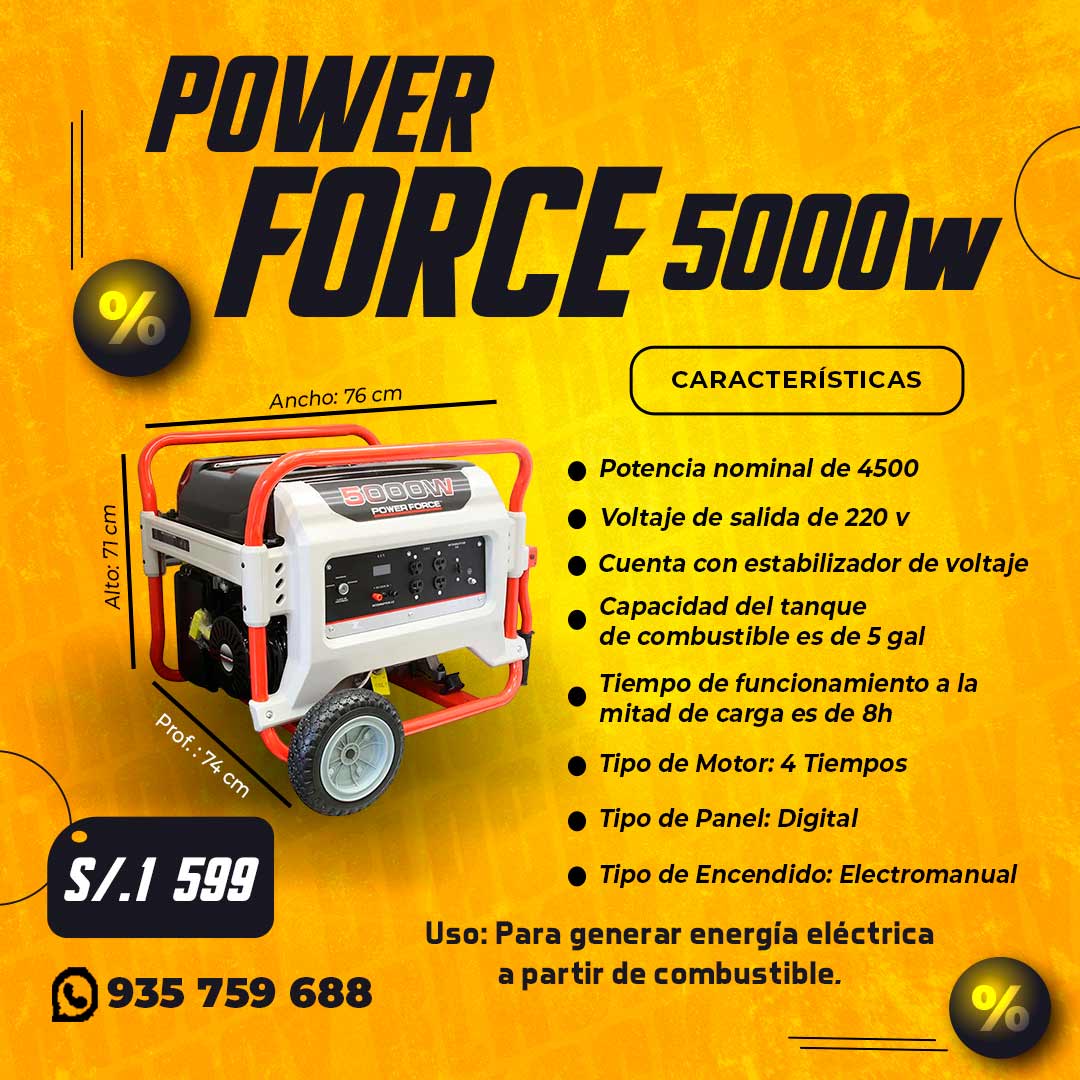 Venta de Generador Power Force 5000w 